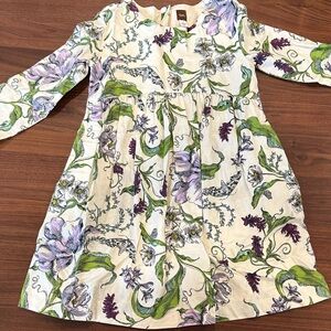 Tea Collection Kids Floral Lined Dress with Purple and Green